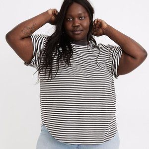 Madewell Plus Whisper Cotton Rib-Crewneck Tee in Damien Stripe